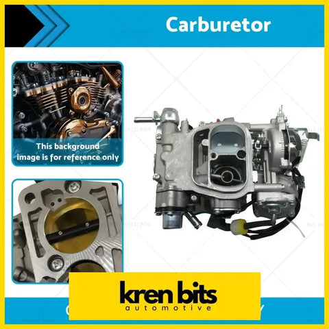 Silver metallic 21100-73231 carburetor with complex design and black rubber hoses for Toyota 4Y 3Y Hiace Hilux Van