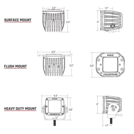 Rigid Industries D-Series Pro Flood - Flush Mount - Black - Pair