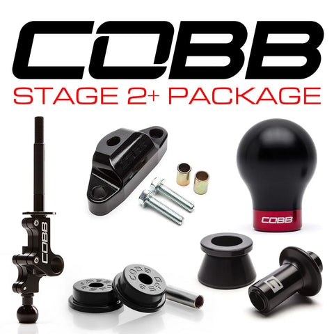 Cobb Tuning Stage 2+ Drivetrain Package White Weighted Knob Black/Red Lockout (STI 01-21)