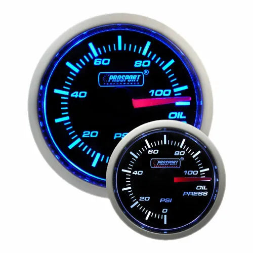 ProSport 52mm Electrical 'Performance' Oil Pressure Gauge - Blue/White