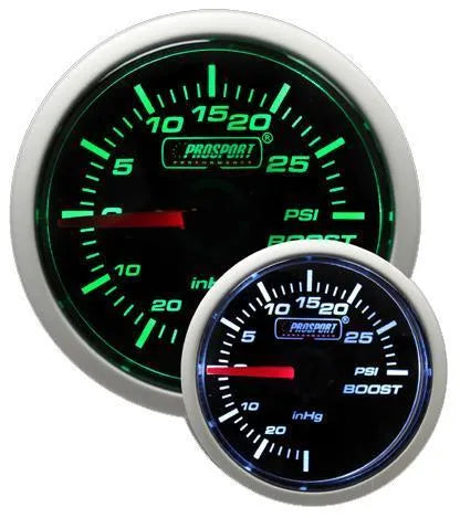 ProSport 52mm Electrical Boost Gauge - Green/White