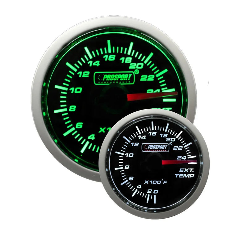 ProSport 52mm Exhaust Gas Temperature Gauge - Green/White - Fahrenheit