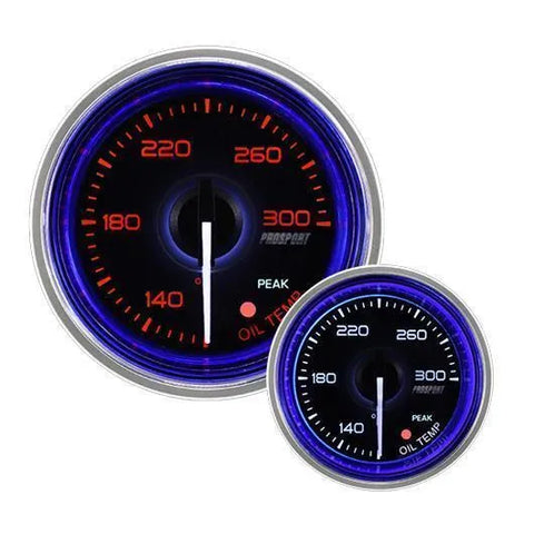 ProSport 52mm 'Crystal' Oil Temperature Gauge - Amber/White - Fahrenheit