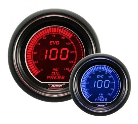 ProSport 52mm Electrical 'Evo' Oil Pressure Gauge - Red/Blue