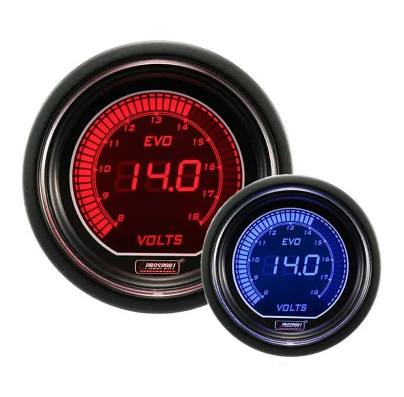 ProSport 52mm Electrical 'Evo' Volt Gauge - Amber/Blue