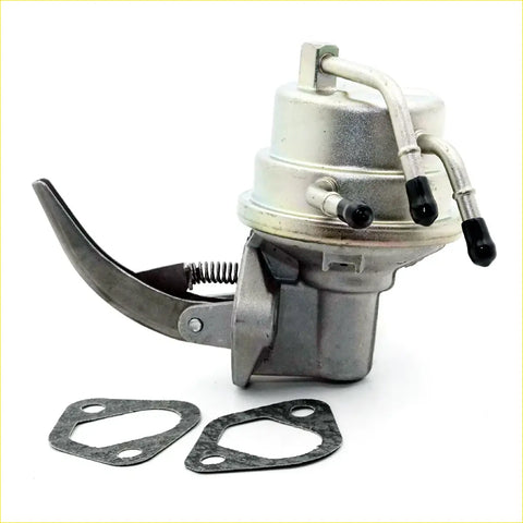 Silver metallic 22r fuel pump assembly with black rubber hose caps and curved lever handle for toyota hilux ute 1978-1983