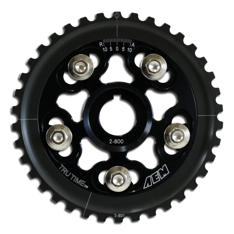 AEM Tru-Time Adjustable Cam Gear. Black. 5-Bolt. Honda D16Y7 & D16Y8