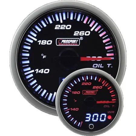 ProSport 60mm JDM Dual Display Oil Temperature Gauge - Amber/White - Fahrenheit