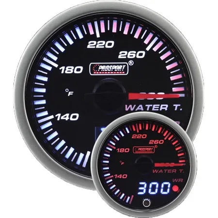ProSport 60mm JDM Dual Display Water Temperature Gauge - Amber/White - Fahrenheit