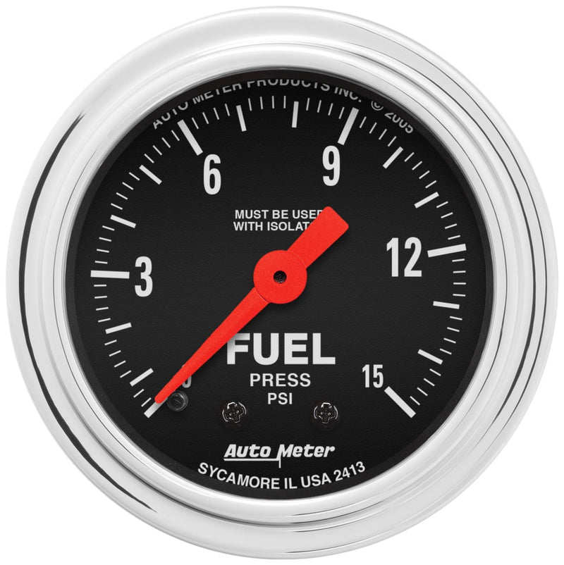 AutoMeter Trad Chrome 2-1/16in Fuel Press AU2413