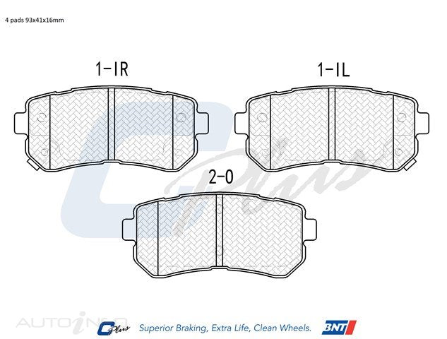 C-Plus Brake Pads Rear Hyundai I30 Kia Rio - DB1943CP