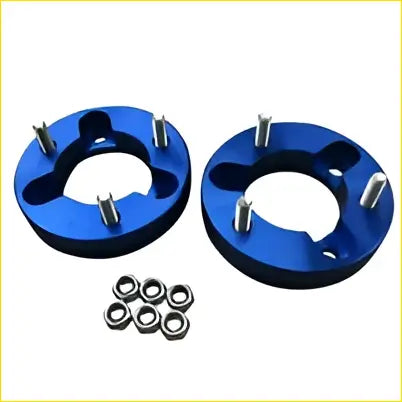 Blue anodized aluminum 25mm front coil strut shock spacers with matching bolts for nissan navara d40 4wd 2005-2014