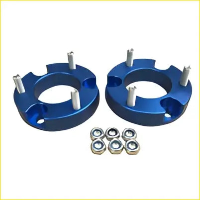 Blue metallic 25mm front strut lift spacers with silver bolts and nuts for ford ranger mazda bt-50 2012-2018