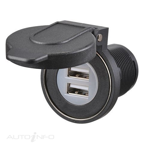 Narva Dual Usb Socket HD Dust - 81108BL
