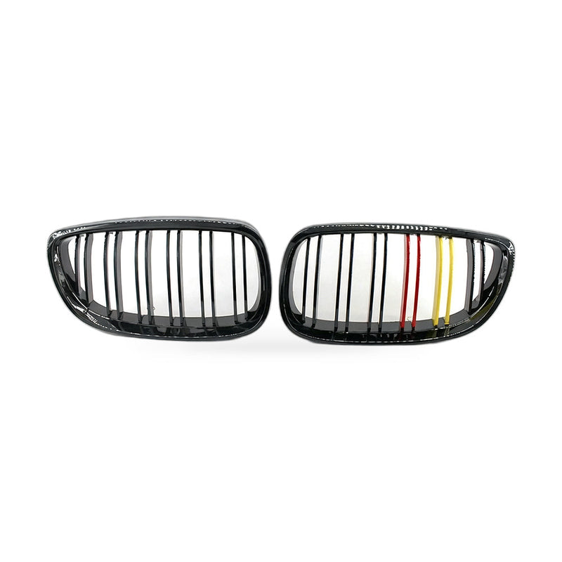 Red Yellow Dual Line Gloss Black Grille to suit BMW E92 E93 2006-2009 — image 1