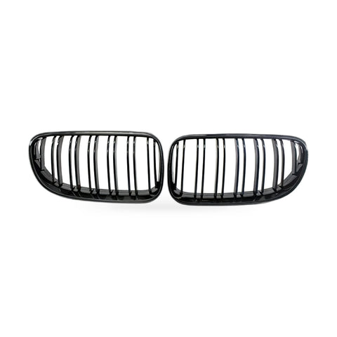Gloss Black Dual Line Grille (Pair) to suit BMW 3 Series Coupe E92 E93 2010-2014 — image 1