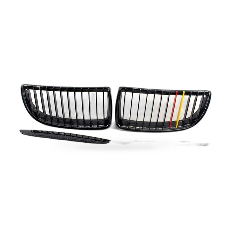 Gloss Black Red Yellow Front Grille to suit BMW 3 Series E90 E91 2006-2008 — image 1