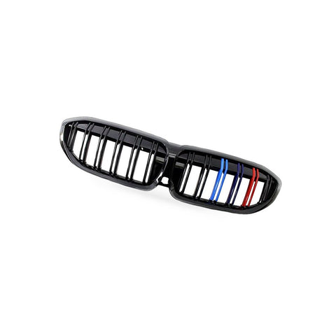Dual Line Gloss Black Tri-Color Stripe Grille to suit BMW 3 Series G20 G28 — image 2