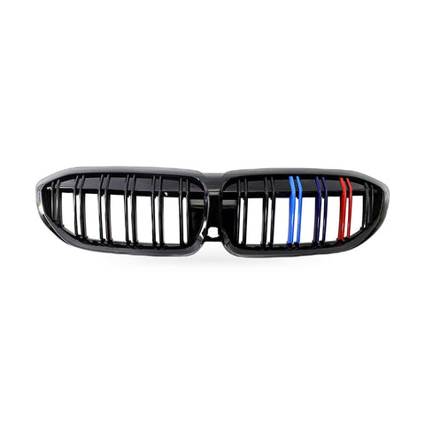 Dual Line Gloss Black Tri-Color Stripe Grille to suit BMW 3 Series G20 G28 — image 1