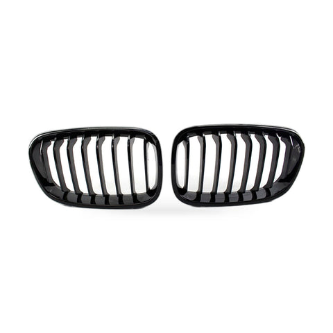 8-Column Gloss Black Front Grille (Pair) to suit BMW 1 Series F20 F21 2011-2014 — image 1