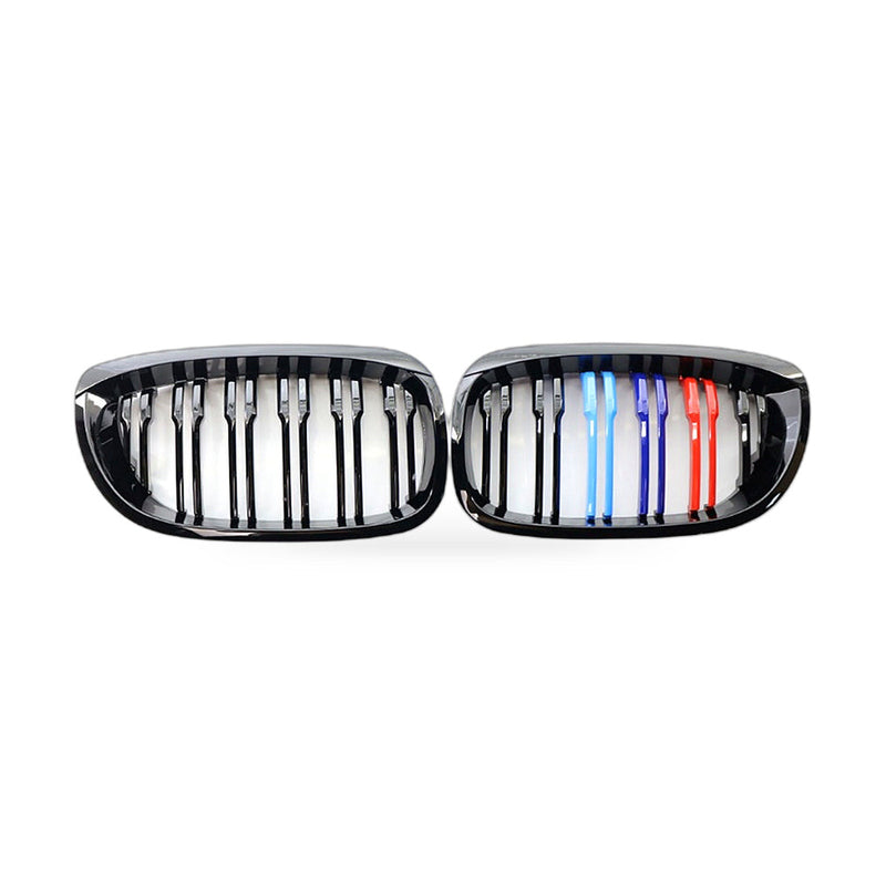 Gloss Black Dual Line Tri-Color M Style Grille to suit BMW 3 Series E46 — image 1