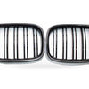 Carbon Pattern Glossy Black Double Line Front Grille to suit BMW 7 Series — image 4