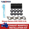 Nissan Navara D40 YD25 2.5L Permaseal Manifold Installation Stud &Gasket Kit