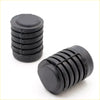 Black rubber shock absorber caps with ribbed texture for 2pc bonnet rubber bumper nissan 720 ute 1980-1985
