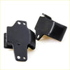 2pcs black metal engine mount brackets with matte finish and multiple holes for Nissan 1985-1999 models