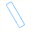 Blue rubber valve cover gasket with steel core for chevy sbc 283 engine shown from the back side