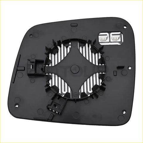 Black plastic heated mirror glass assembly with central heating element for 2011–2022 dodge driver passenger side shown from back
