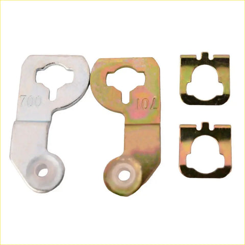 Silver and gold-toned metal door lock cylinder keys and clips with keyhole cutouts for chevy silverado tahoe