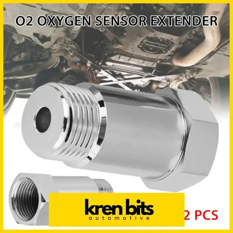 Chrome finished 2x o2 oxygen sensor extender with threaded ends and hex body for automotive use m18 x 1.5 bung adapter