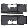 Black plastic tow hook cover bezels with integrated cup holder cutouts for left and right ford f250 f350 f450 f550 super