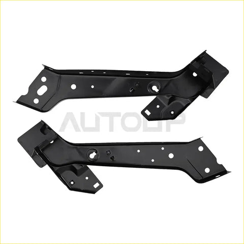 Black metal car door frame brackets with multiple mounting holes for 2x upper radiator support dodge durango jeep grand cherokee