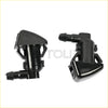 Black plastic windshield washer jet nozzles with molded brackets and threaded connectors for ford f-250 series