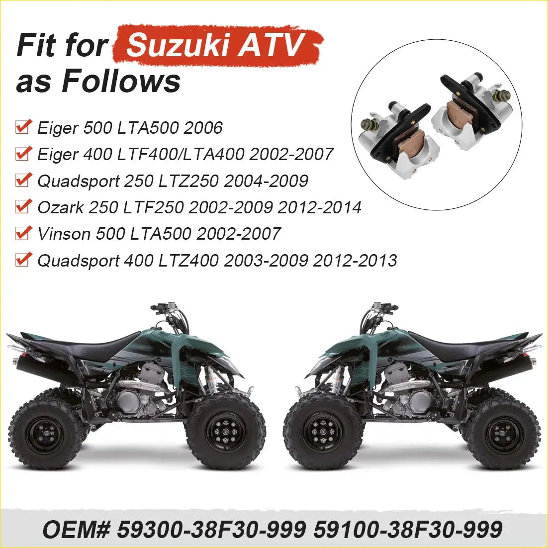 2x4 Front Brake Caliper & Pads for Suzuki Ozark 250 LTF250 - Brakes