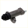 Gray metallic 3/4 inch clutch slave cylinder with black rubber boot and threaded end cap for Nissan Datsun D21 back side