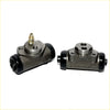 Gray metallic 3/4 rear wheel brake cylinder for Mitsubishi Chariot Nimbus with black rubber caps and brass fittings visible