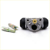 Silver metallic 3/4 inch rear wheel brake cylinder with black rubber caps and yellow center for nissan datsun 720 d21 navara