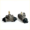 Gray metallic 3/4 rear wheel brake master cylinders with black rubber boots and brass fittings for datsun nissan 620 2wd