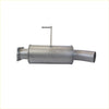 Silver metallic cylindrical 3.5 inch dpf back exhaust muffler with mounting bracket for toyota landcruiser 300 series suv