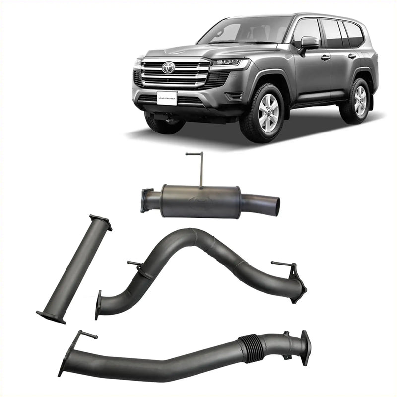 Gray metallic 3.5 inch dpf back exhaust system components for toyota landcruiser 300 series wagon back side
