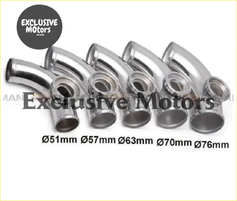 Set of five chrome stainless steel 3 inch 90 degree flange pipe elbows for type-2 ii 2 adjustable sqv bov
