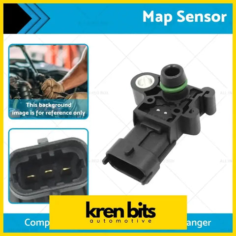 Black plastic 3 bar boost pressure map sensor with green o-ring and metallic connector for ford ranger px everest