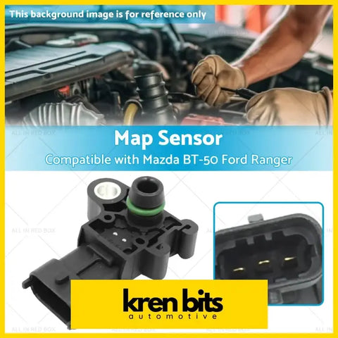 Black plastic 3 bar boost pressure map sensor with green o ring and metal connector for ford ranger px or mazda bt 50