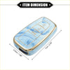 A sleek light blue marble patterned tpu smart key fob cover with gold trim for toyota prius 3 button keys