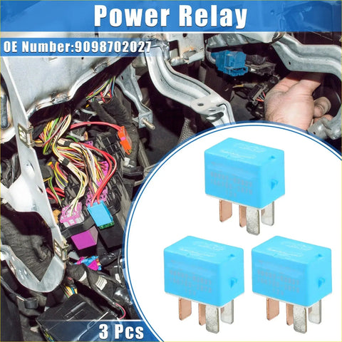 Light blue plastic 4 pin car relay with three copper terminals for 12v use in toyota 4runner and scion tc