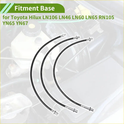 3 x Extended Brake Line Hoses for Toyota Hilux LN106 LN46 LN60 LN65 - Brakes