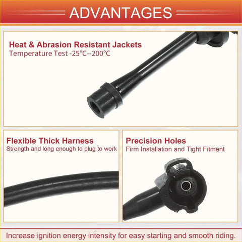 Black ignition coil wire with heat and abrasion resistant jacket for toyota tundra spark plug ignition cables
